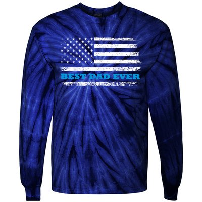 Fathers Day Best Dad Ever With Fathers Day Best Dad Ever With US American Flag Tie-Dye Long Sleeve Shirt