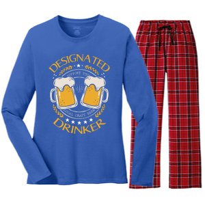 Funny Designated Beer Er St Pattys Day New Years Eve Funny Gift Women's Long Sleeve Flannel Pajama Set 