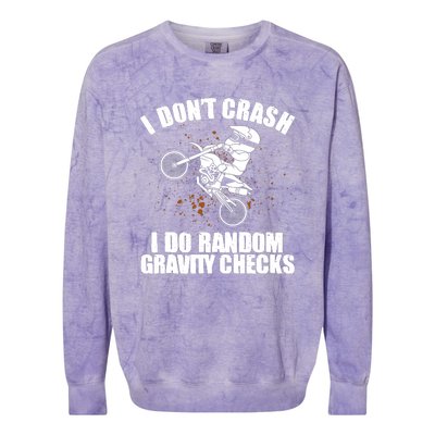 Funny Dirt Bike Gift Boy Random Gravity Checks Motocross Colorblast Crewneck Sweatshirt