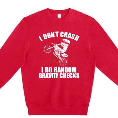 Funny Dirt Bike Gift Boy Random Gravity Checks Motocross Premium Crewneck Sweatshirt