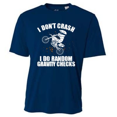 Funny Dirt Bike Gift Boy Random Gravity Checks Motocross Cooling Performance Crew T-Shirt