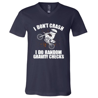 Funny Dirt Bike Gift Boy Random Gravity Checks Motocross V-Neck T-Shirt