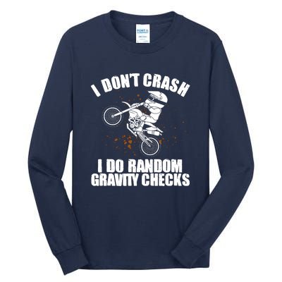 Funny Dirt Bike Gift Boy Random Gravity Checks Motocross Tall Long Sleeve T-Shirt