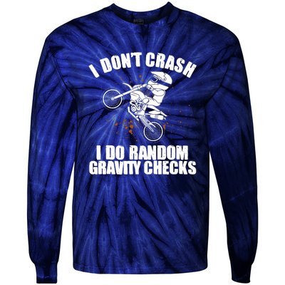 Funny Dirt Bike Gift Boy Random Gravity Checks Motocross Tie-Dye Long Sleeve Shirt