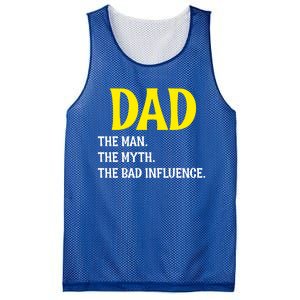 Funny Dad Bad Influence Father Daddy Hilarious Gift Mesh Reversible Basketball Jersey Tank