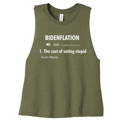 Funny Definition BidenFlation The Cost Of Voting Stupid Women's Racerback Cropped Tank