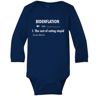 Funny Definition BidenFlation The Cost Of Voting Stupid Baby Long Sleeve Bodysuit