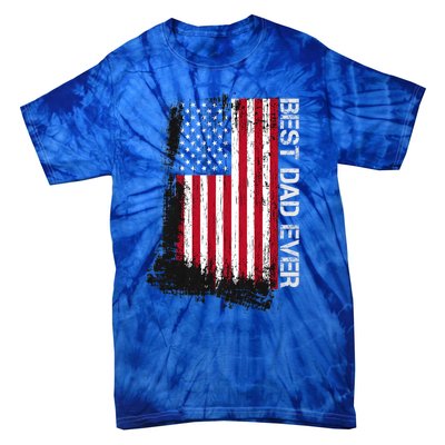 FatherS Day Best Dad Ever With Us American Flag Tie-Dye T-Shirt