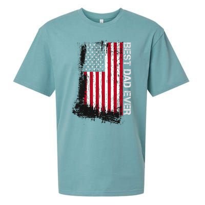 FatherS Day Best Dad Ever With Us American Flag Sueded Cloud Jersey T-Shirt