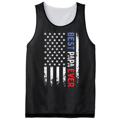 Father's Day Best Papa Ever with US American Flag Mesh Reversible Basketball Jersey Tank