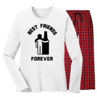 Funny Drinking Best Friend Forever Dad Saying Women's Long Sleeve Flannel Pajama Set 