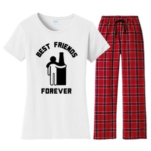 Funny Drinking Best Friend Forever Dad Saying Women's Flannel Pajama Set