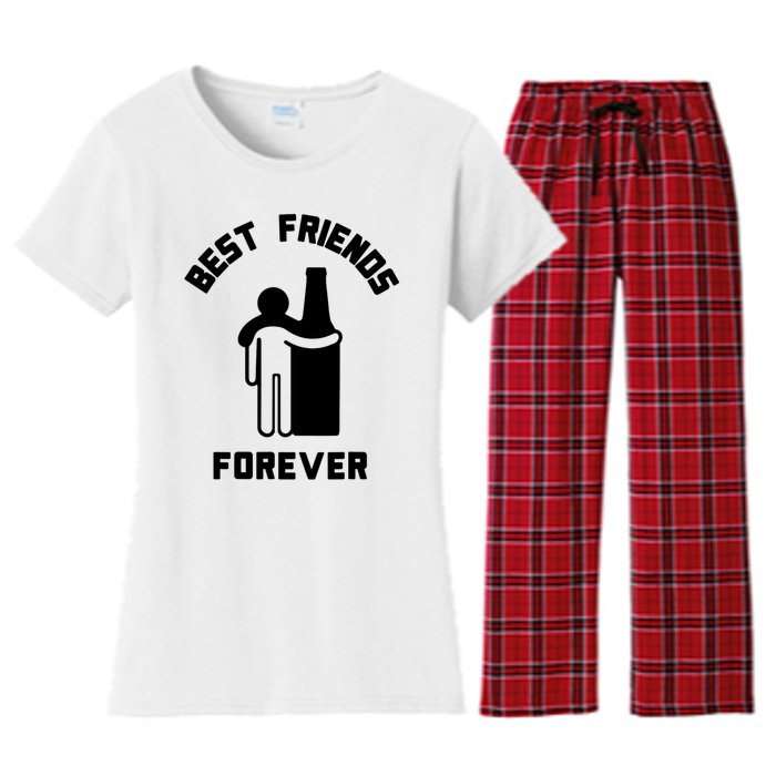 Funny Drinking Best Friend Forever Dad Saying Women's Flannel Pajama Set