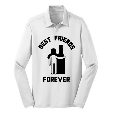 Funny Drinking Best Friend Forever Dad Saying Silk Touch Performance Long Sleeve Polo