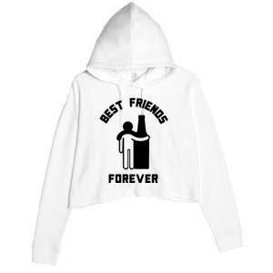 Funny Drinking Best Friend Forever Dad Saying Crop Fleece Hoodie