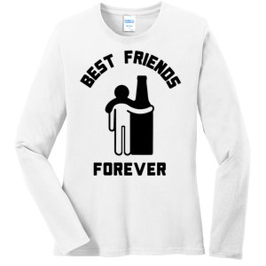 Funny Drinking Best Friend Forever Dad Saying Ladies Long Sleeve Shirt