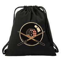 Father's Day Billiards Eight Balls With American Flag Gift For Dad Drawstring Bag