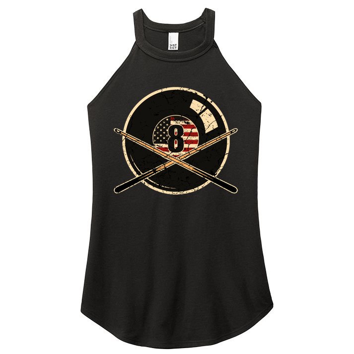 Father's Day Billiards Eight Balls With American Flag Gift For Dad Women's Perfect Tri Rocker Tank