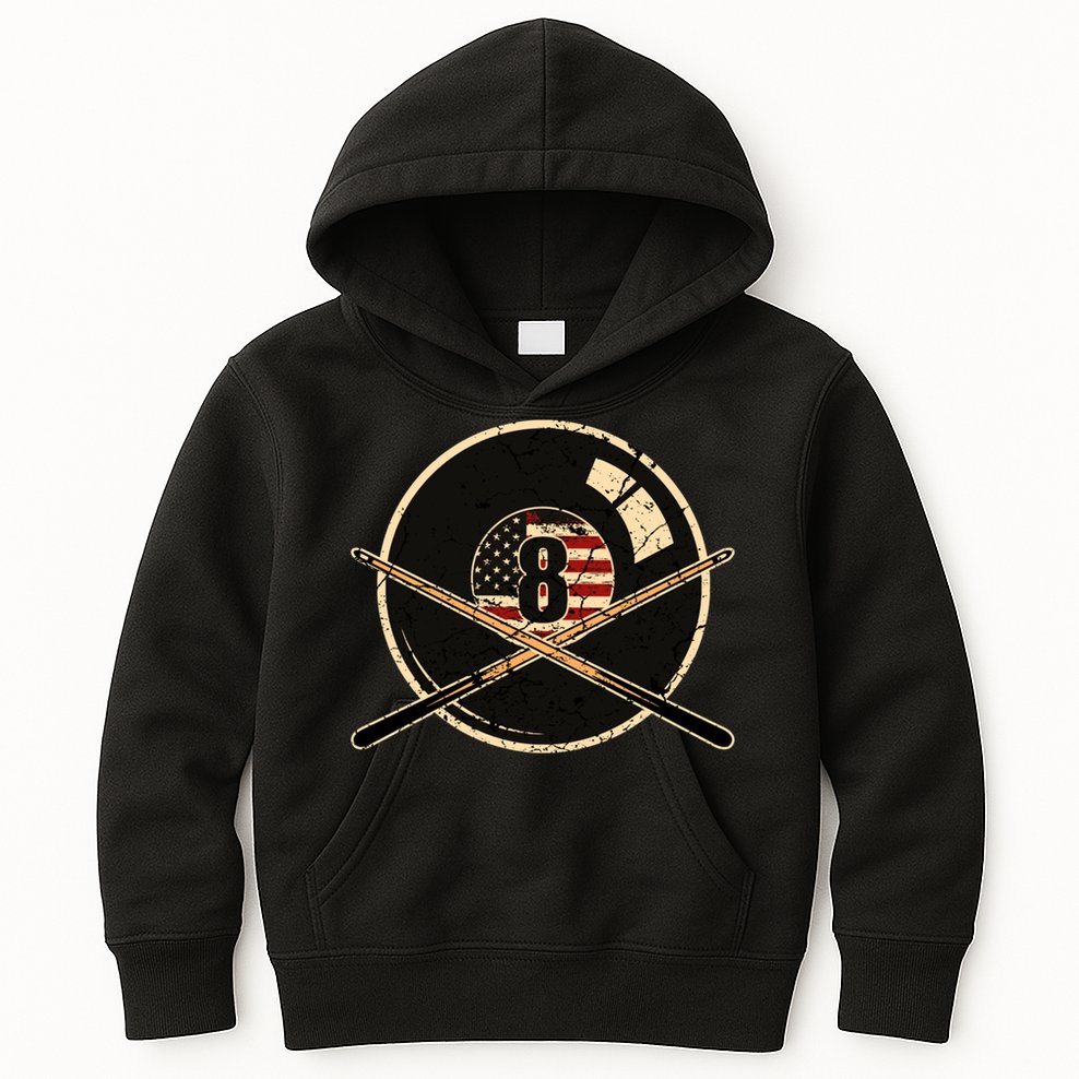 Father's Day Billiards Eight Balls With American Flag Gift For Dad Kids Hoodie