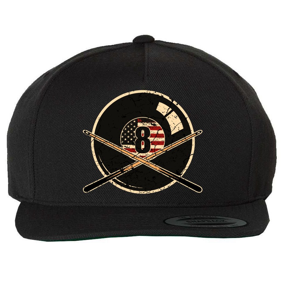 Father's Day Billiards Eight Balls With American Flag Gift For Dad Wool Snapback Cap