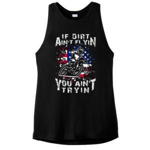 Funny Dirt Bike Riding US Flag MX Motocross Rider Supercross Ladies PosiCharge Tri-Blend Wicking Tank