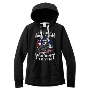 Funny Dirt Bike Riding US Flag MX Motocross Rider Supercross Women's Fleece Hoodie