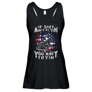 Funny Dirt Bike Riding US Flag MX Motocross Rider Supercross Ladies Essential Flowy Tank