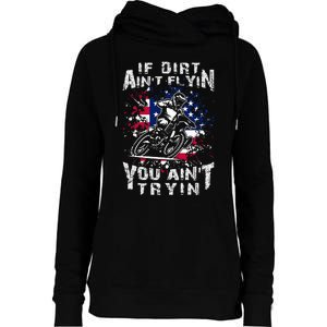 Funny Dirt Bike Riding US Flag MX Motocross Rider Supercross Womens Funnel Neck Pullover Hood