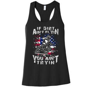 Funny Dirt Bike Riding US Flag MX Motocross Rider Supercross Women's Racerback Tank