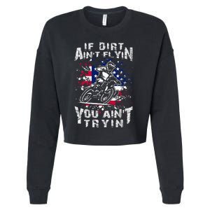 Funny Dirt Bike Riding US Flag MX Motocross Rider Supercross Cropped Pullover Crew