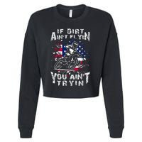 Funny Dirt Bike Riding US Flag MX Motocross Rider Supercross Cropped Pullover Crew