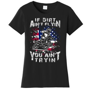 Funny Dirt Bike Riding US Flag MX Motocross Rider Supercross Women's T-Shirt