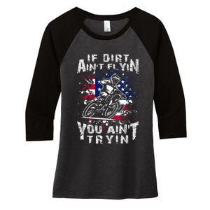 Funny Dirt Bike Riding US Flag MX Motocross Rider Supercross Women's Tri-Blend 3/4-Sleeve Raglan Shirt