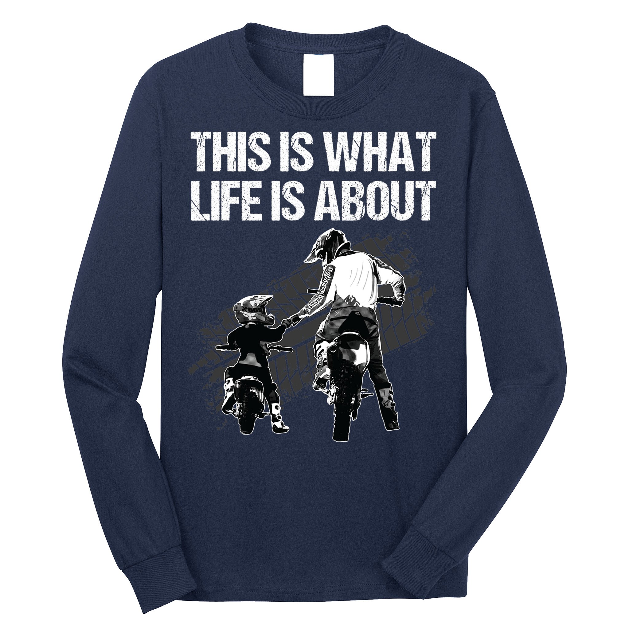 Funny Dirt Bike Art For Men Dad Boys Kid Motorcycle Lover Long Sleeve Shirt
