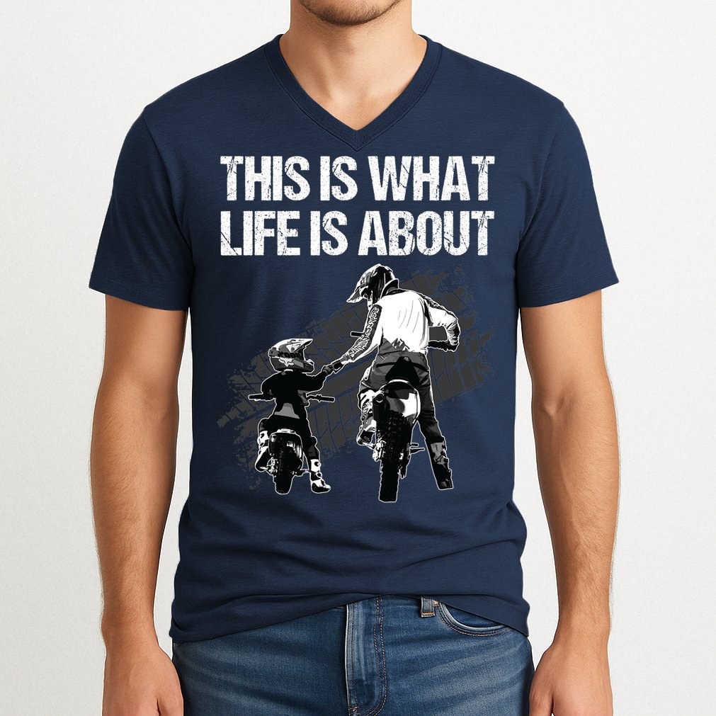 Funny Dirt Bike Art For Men Dad Boys Kid Motorcycle Lover V-Neck T-Shirt