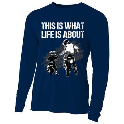Funny Dirt Bike Art For Men Dad Boys Kid Motorcycle Lover Cooling Performance Long Sleeve Crew