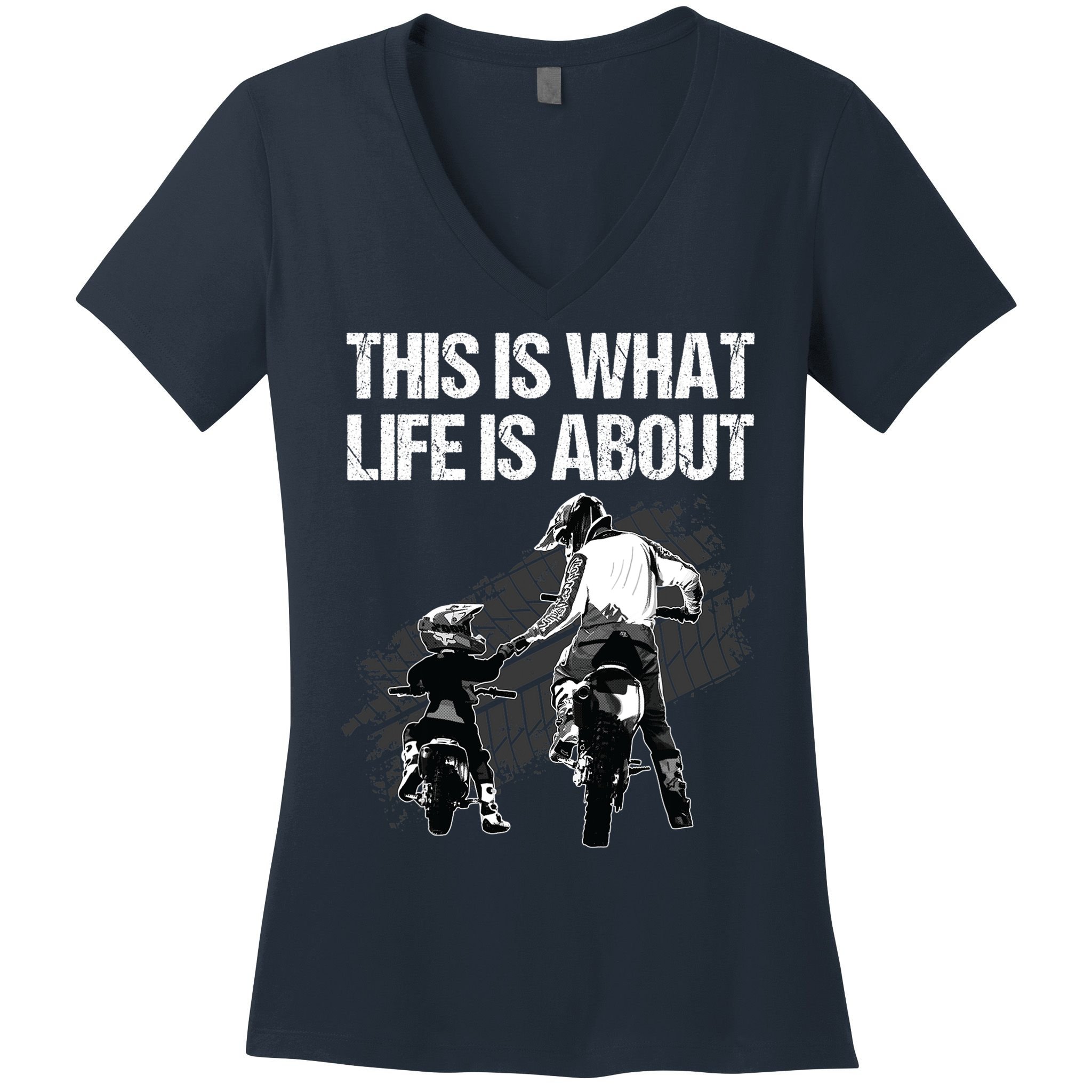 Funny Dirt Bike Art For Men Dad Boys Kid Motorcycle Lover Women's V-Neck T-Shirt