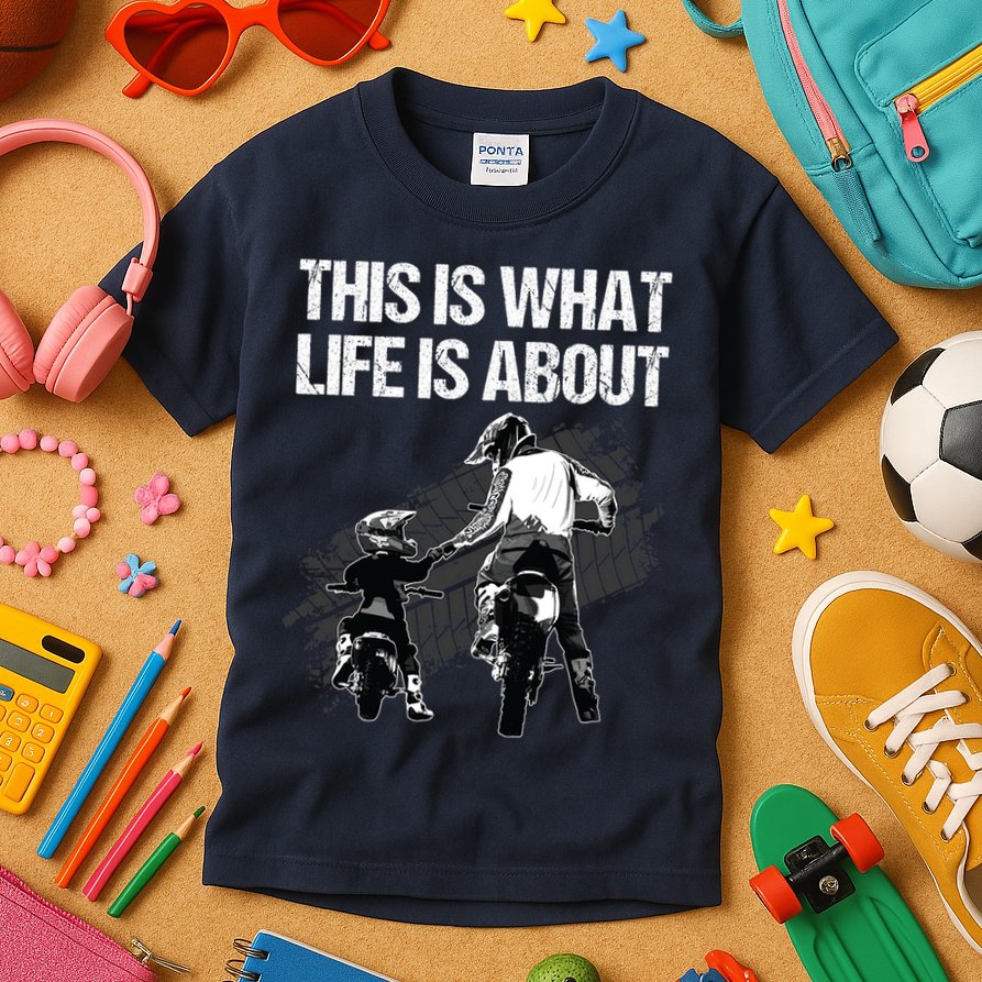 Funny Dirt Bike Art For Men Dad Boys Kid Motorcycle Lover Kids T-Shirt