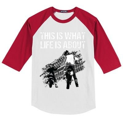 Funny Dirt Bike Art For Men Dad Boys Kid Motorcycle Lover Kids Colorblock Raglan Jersey