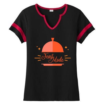 Funny Dinner Bell Holiday Feast Mode Cute Gift Ladies Halftime Notch Neck Tee