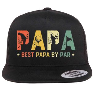 Father's Day Best Papa by Par Golf Gift Papa Golf Flat Bill Trucker Hat