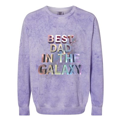 Fathers Day Best Dad In The Galaxy Rainbow Cute Gift Colorblast Crewneck Sweatshirt