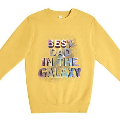 Fathers Day Best Dad In The Galaxy Rainbow Cute Gift Premium Crewneck Sweatshirt