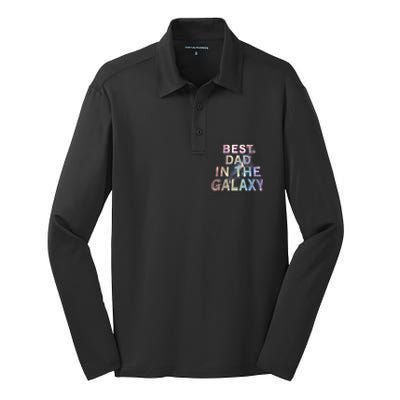 Fathers Day Best Dad In The Galaxy Rainbow Cute Gift Silk Touch Performance Long Sleeve Polo