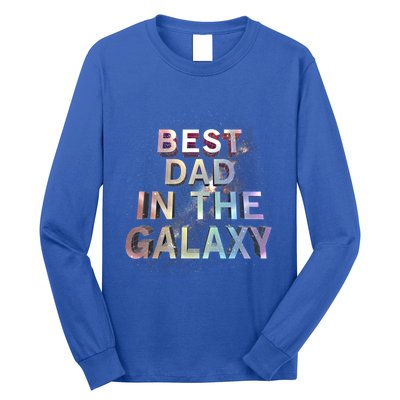 Fathers Day Best Dad In The Galaxy Rainbow Cute Gift Long Sleeve Shirt