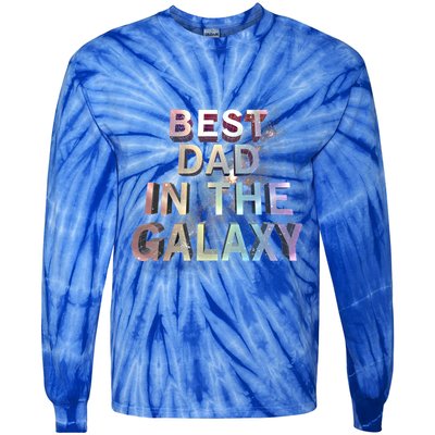 Fathers Day Best Dad In The Galaxy Rainbow Cute Gift Tie-Dye Long Sleeve Shirt