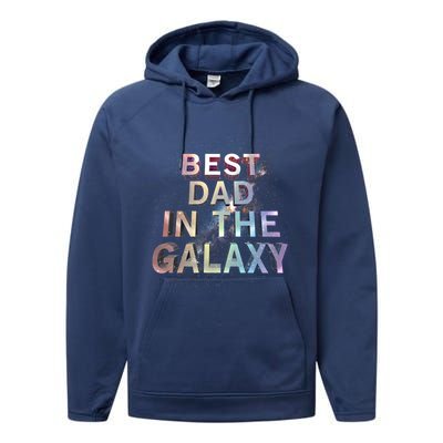 Fathers Day Best Dad In The Galaxy Rainbow Cute Gift Performance Fleece Hoodie