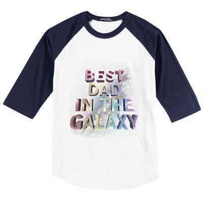 Fathers Day Best Dad In The Galaxy Rainbow Cute Gift Baseball Sleeve Shirt