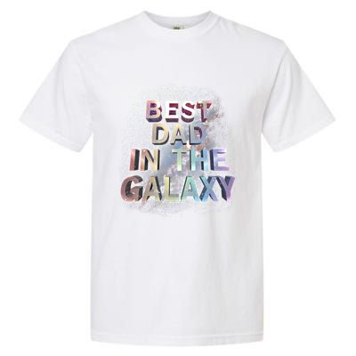 Fathers Day Best Dad In The Galaxy Rainbow Cute Gift Garment-Dyed Heavyweight T-Shirt