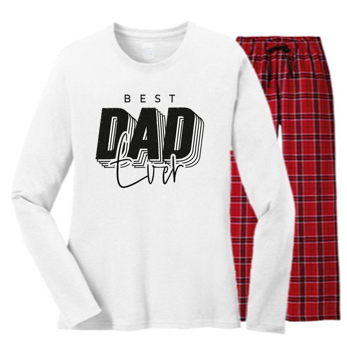 Father Day Best Dad Ever From Daughter Son Mom Women's Long Sleeve Flannel Pajama Set 